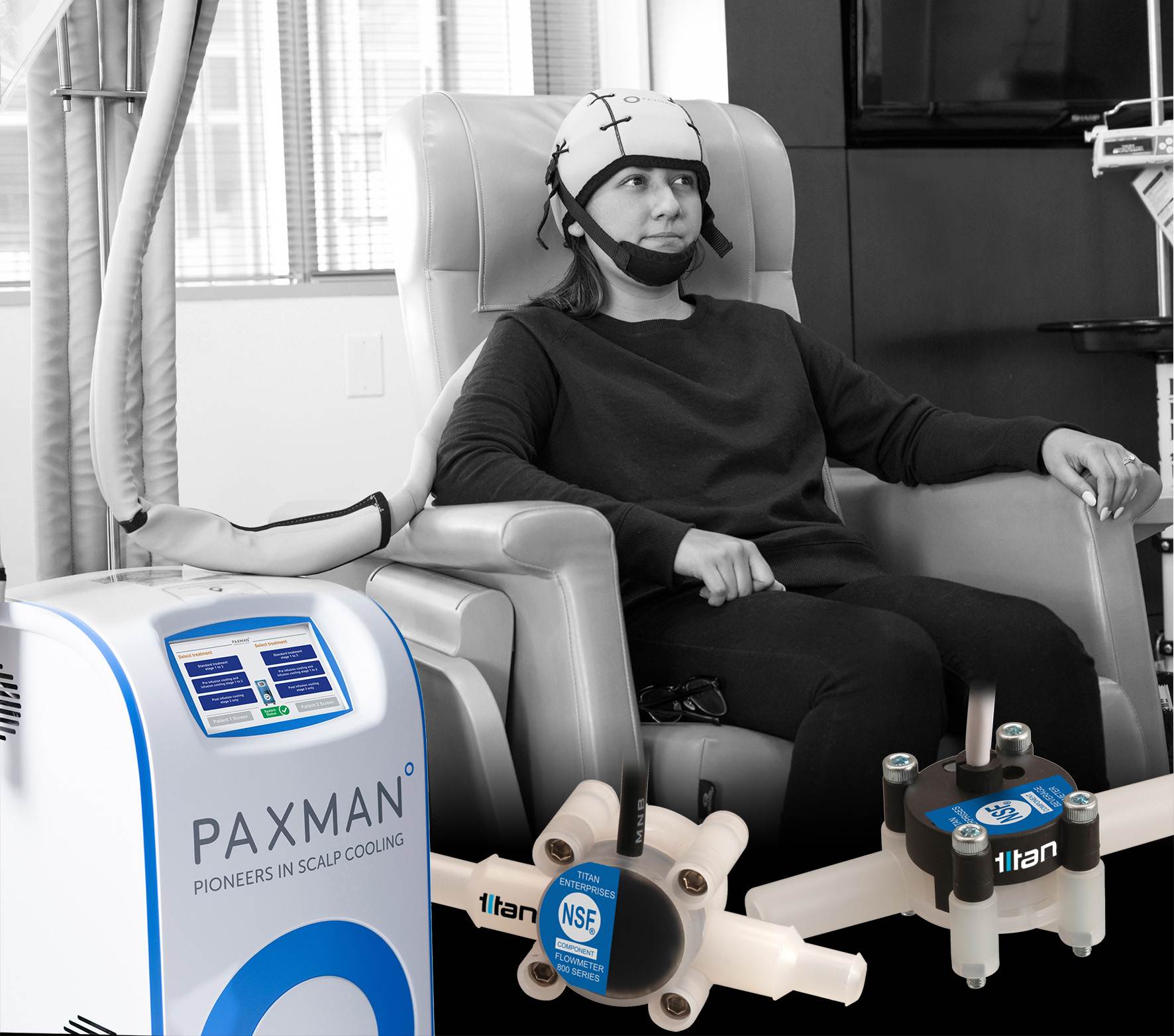 Use of Titan's turbine flowmeters in Paxman's scalp cooling system for chemotherapy treatment
