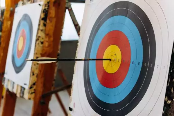 Archery target to illustrate the relationship between accurac6y and repeatability in flowmeters