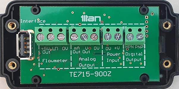 Circuit board in a Pulsite solo instrument from Titan Flow Meters